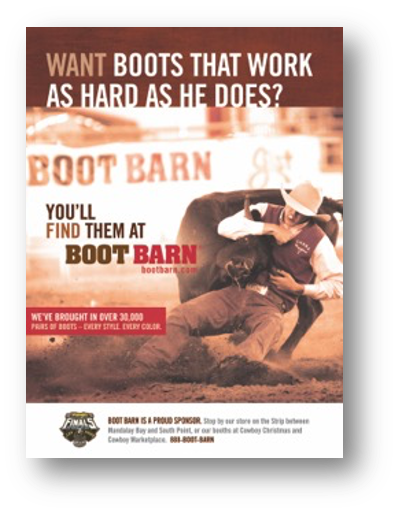 Boot Barn rodeo campaign poster — boots that work as hard