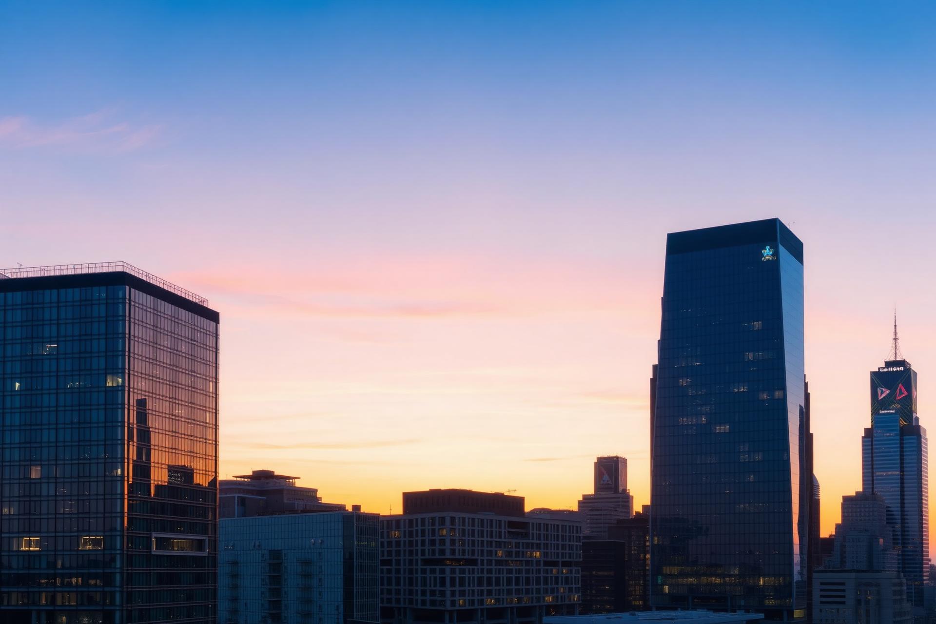 Modern commercial real estate skyline at dusk